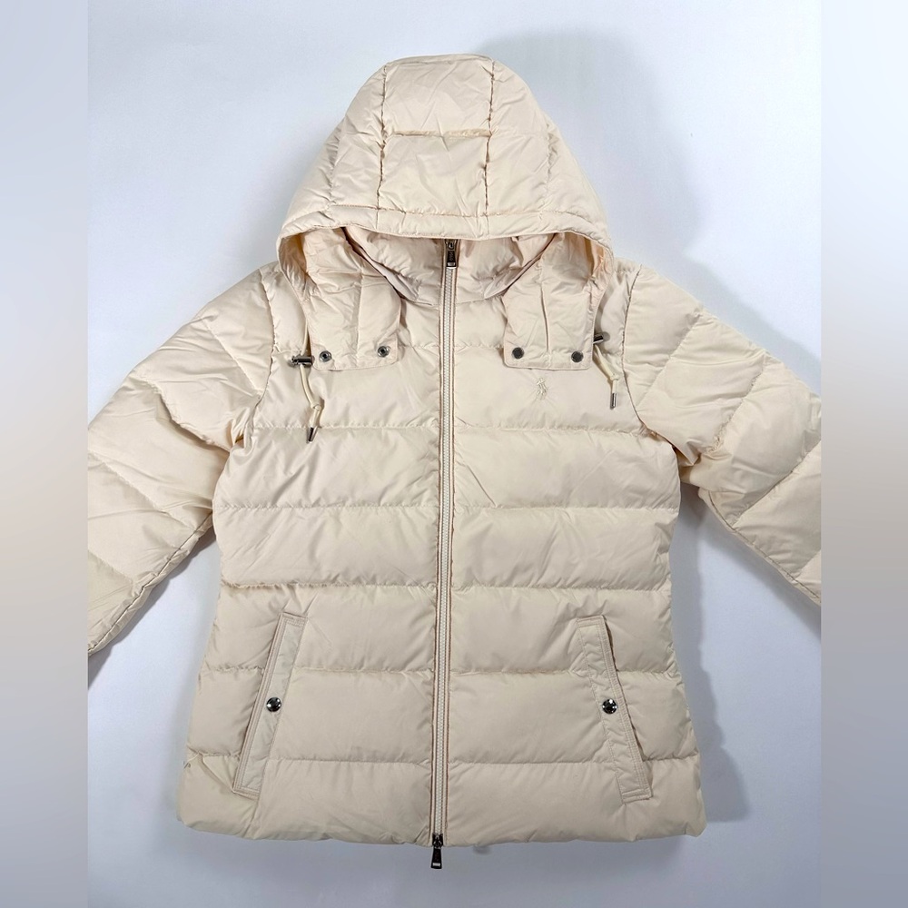 Polo Ralph Lauren Cream Down Puffer Coat - Women’s NWT - Size L - MSRP $298